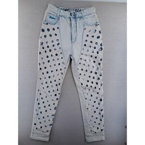 Vtg Major Damage Jeans Womens 24 White Blue 90s Patchwork Distressed Rare